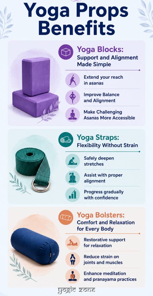 Yoga props benefits. Infographic