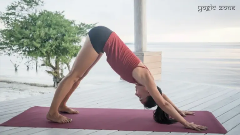 A lady practicing Adho Mukha Svanasana as her Iyengar Yoga for beginners routine. Blog by staging.yogiczone.com