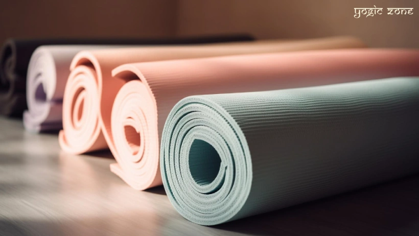 Rolled up yoga mats. Blog on types of yoga mats by staging.yogiczone.com