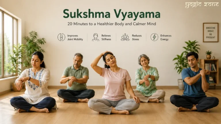 Group practicing Sukshma Vyayama. Blog feature image